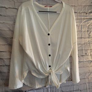 PCEAIIH, Size XXL, Ivory Tie Knot Women's Sweater